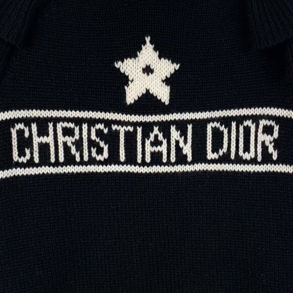Christian Dior Black Cashmere Knit Top With Ruffled Sleeves & Star Detail - Picture 7 of 8